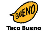 A taco bueno logo with the word bueno written in bubble.